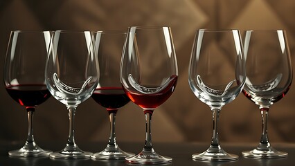 decade. Artistic visualization of wine glasses becoming more fragile with each decade marker, balancing enjoyment and health, bar promotions.