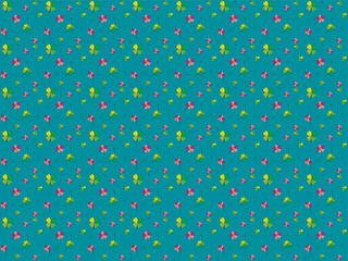 Pattern abstract flower with leaf on blue background.