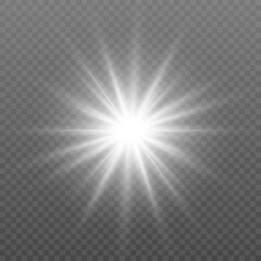 White neon sparkling particles float across a transparent canvas, producing radiant highlights with subtle lens flare and magical glow effects.