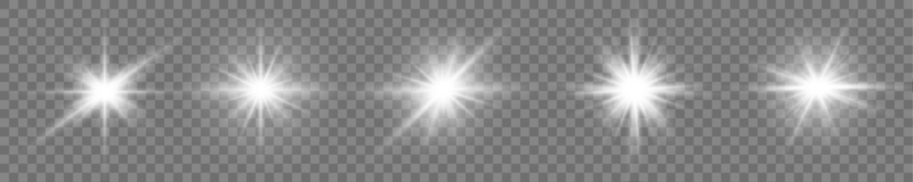 White glittering stars shine in the dark, producing scattered luminous highlights and soft lens flare effects with magical sparkling details.