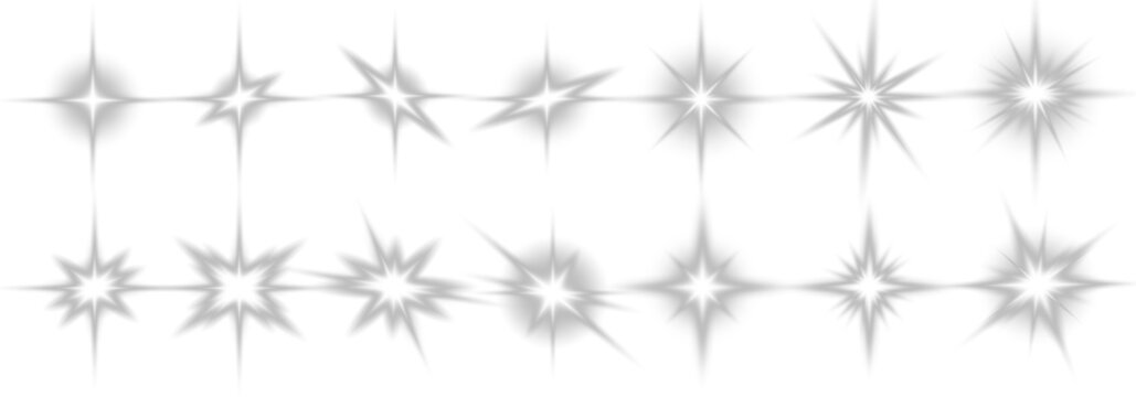Bright white lens flares shine on a transparent canvas, producing sparkling highlights with scattered particles and subtle glowing effects. PNG