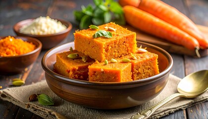 Gajar ka halwa is a carrot-based sweet dessert pudding from India.