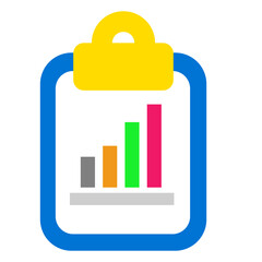 Bar Chart Clipboard Icon for Performance Analytics, Growth Metrics, Statistics, and Business Reporting