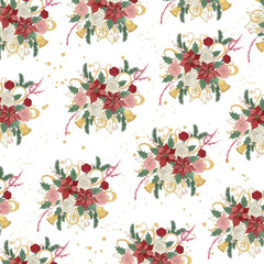 Luxury christmas floral wreath on white background pattern