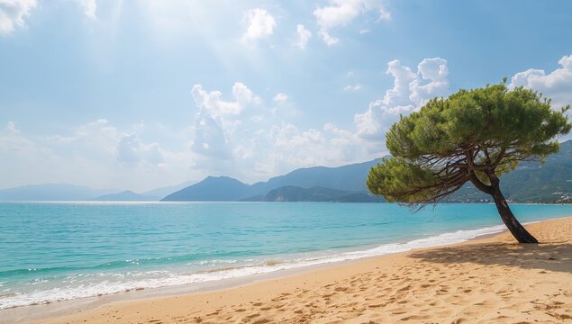 Divari Beach in Greece, showcasing calm waters and rocky shoreline, ideal for relaxation and nature appreciation