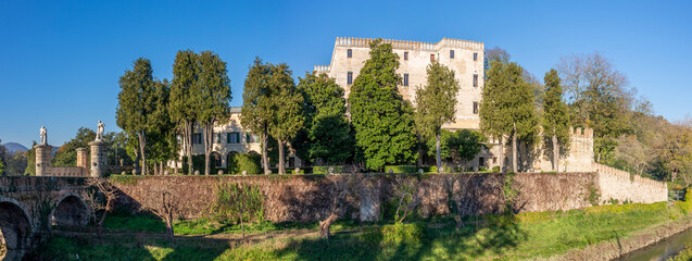 The ancient Catajo Castle on a sunny day, Battaglia Terme, Italy
