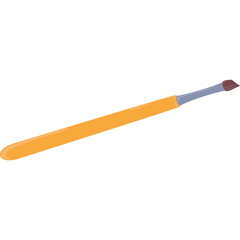 A Single Yellow Paintbrush with a Brown Bristle Tip and Silver Ferrule Isolated on a Transparent Background Ideal for Art and Craft Projects