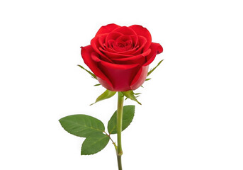 Beautiful red rose isolated on transparent background, a symbol of love and passion