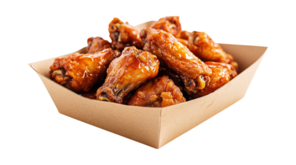 A tray of chicken wings is sitting on a white background