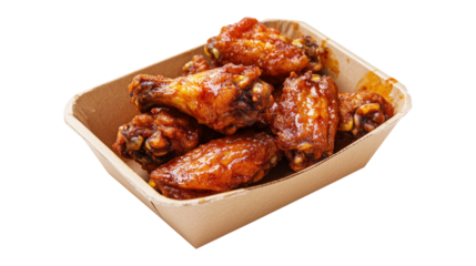 A tray of chicken wings is sitting on a white background