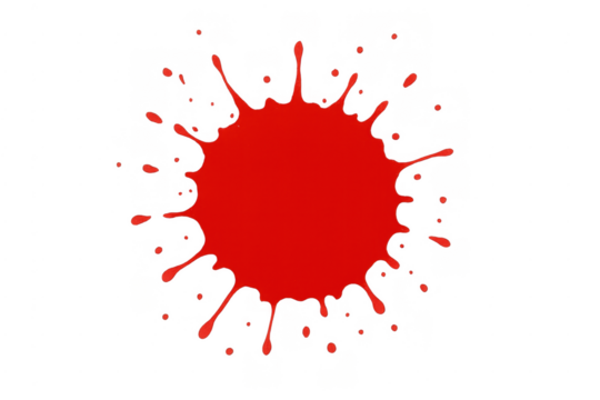 Red ink splatting paint blot transparent background