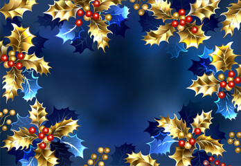 Background with golden holly