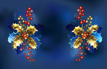 Symmetrical golden holly