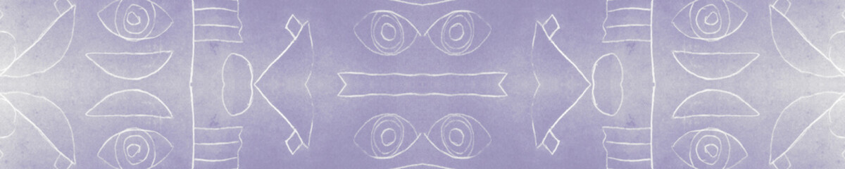 Purple Trendy Flower. Blue Ethnic Background.