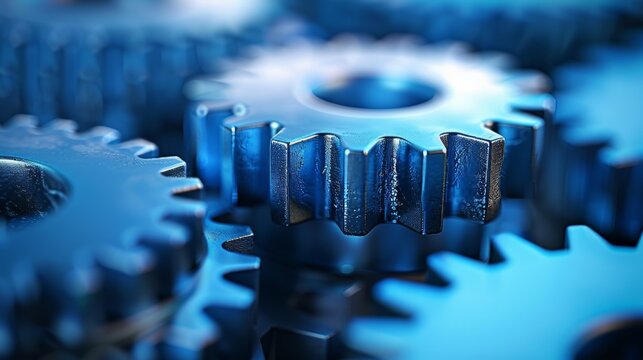 Endlessly rotating gears in a smooth, continuous motion loop for mechanical aesthetic appeal