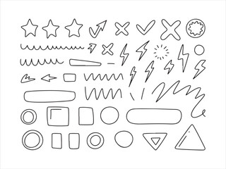 Hand Drawn Doodle Shapes Icon Set | Sketch Symbols Collection | Abstract Marker Elements