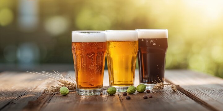 Craft beer sampler with multiple glasses highlighting variety, suitable for a tasting event or casual gathering