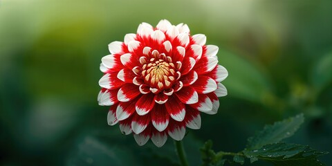 Close-up of a red and white flower used for decoration, emphasizing detailed petal textures, floral arrangement, springtime, Earth Day