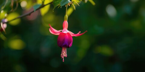 Fototapeta premium Fuchsia flower in the Far East of Russia, emphasizing regional plant diversity.