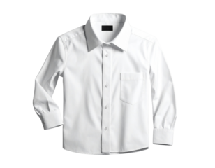  Classic white dress shirt isolated on transparent background, realistic lighting 
