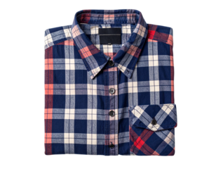 - Plaid flannel shirt folded neatly, PNG transparent background 