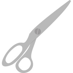A Simple Gray Metal Pair of Scissors With a Visible Screw on a Transparent Background Optimized for Design Projects and Editing