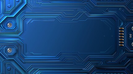 Abstract digital circuit board with connected lines on navy gradient for ai innovation