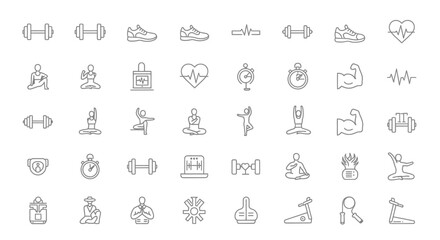 Fitness and Exercise Icons - A Comprehensive Collection for Health and Wellness.