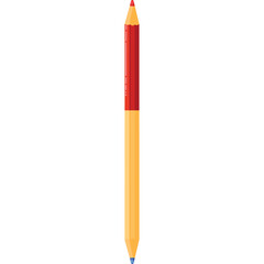 A Double Ended Colored Pencil With One Red Tip And One Blue Tip Isolated On A Transparent Background Perfect For School And Art Projects