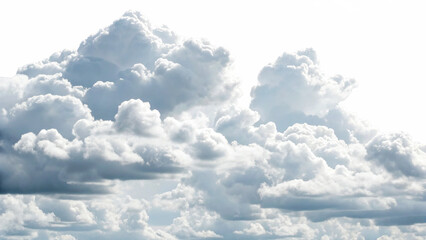 Fluffy, white clouds fill the sky isolated on transparent background
