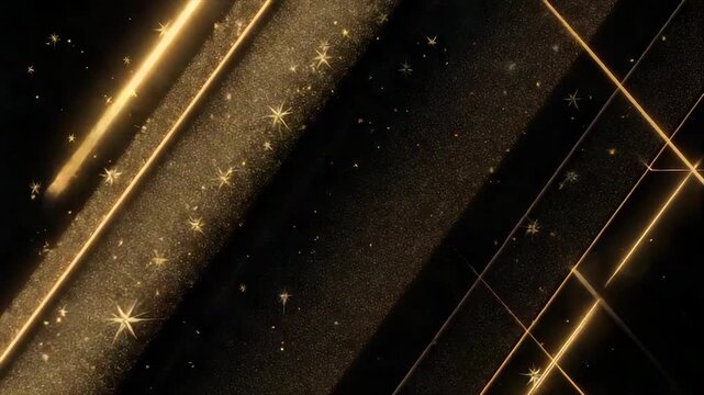 Abstract composition with golden light streaks against a dark background, suggesting space