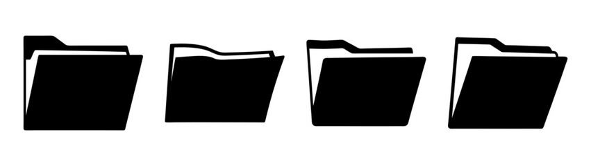 Minimalist black file folder icons for data storage Vector
