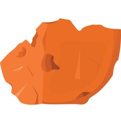Abstract orange organic shape with textured surface and rough edges on a transparent background representing a fragment or memory