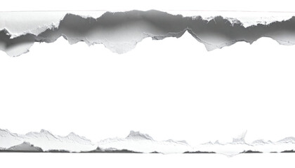 Two irregular, ripped strips of white paper frame a black rectangular void