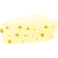 A Slice of Light Yellow Cheese With Visible Crumbs And A Transparent Background