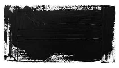 Black rectangular brushstroke with textured surface and irregular white border
