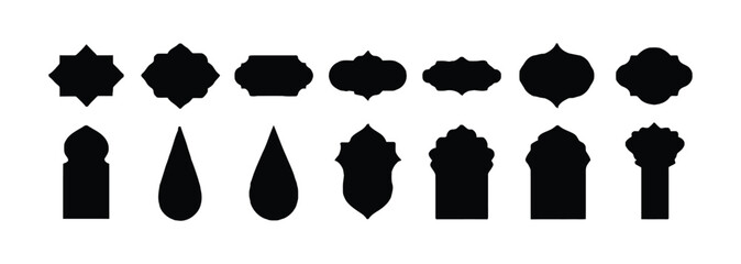 Collection of islamic geometric lantern silhouettes © Bay_Creator10