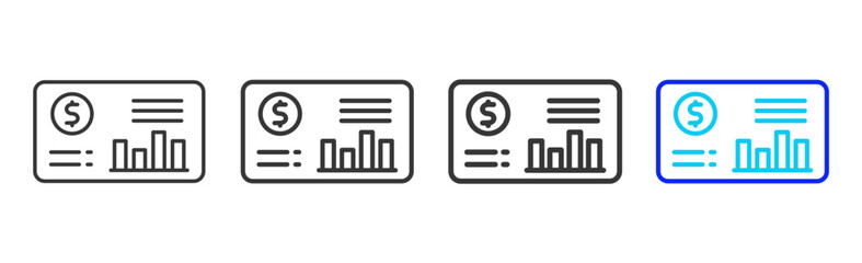 budget indicators Icon Set Collection in Creative Outline Style for Finance Business Featuring Multiple Thickness Variations Perfect for Digital Products and Apps