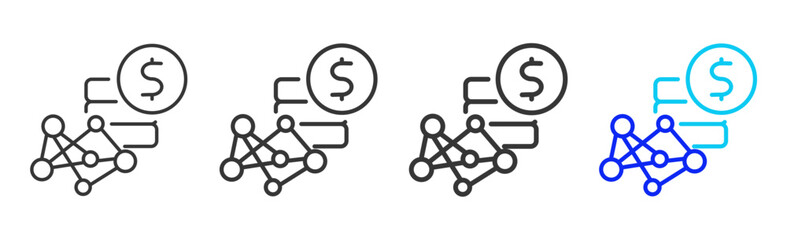 expense neural Icon Set Collection in Creative Outline Style for Finance Business Featuring Multiple Thickness Variations Perfect for Digital Products and Apps