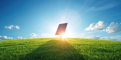 Solar energy panel installation on a building roof, emphasizing renewable energy efficiency