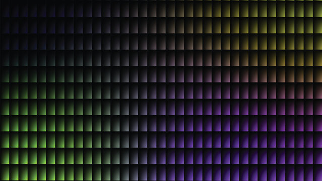 Abstract dark grid pattern with colorful gradient lighting effect background