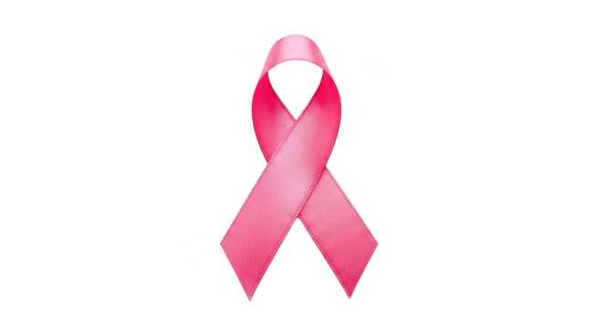Pink ribbon symbol for breast cancer awareness and medical support.