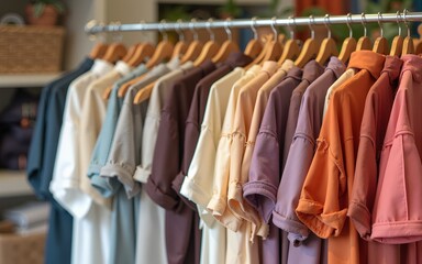 Eco friendly fabric store selling organic clothes in various cotton shades. High quality