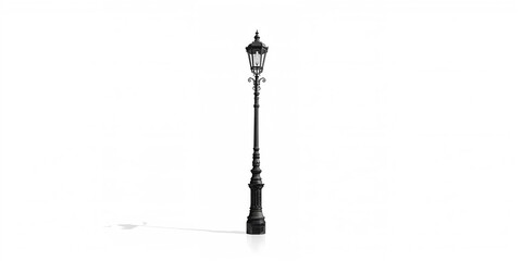 Old metal streetlight standing alone on a white background, urban infrastructure safety, no holiday observed