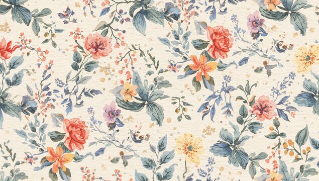 Watercolor floral pattern in a rustic design, ideal for editorial header background