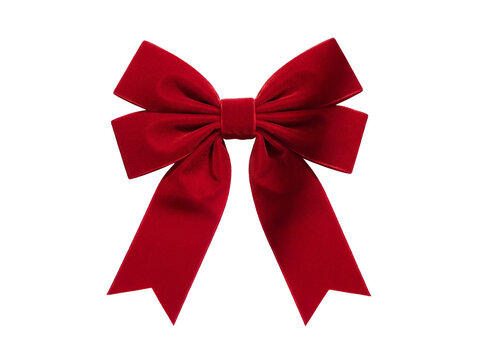 Elegant red velvet bow isolated PNG, festive decoration for Christmas and holiday designs on transparent background