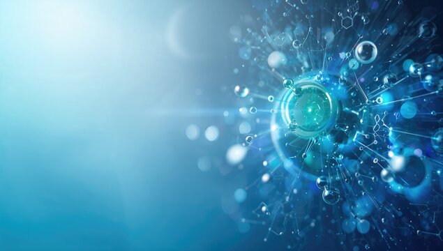 Abstract molecules on a medical background used for scientific research or diagnostics, emphasizing laboratory safety and handling protocols