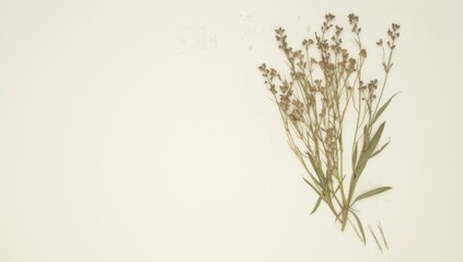 Herbarium with dry pressed Green summer meadow plant, suitable for botanical research or educational displays