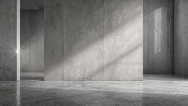Microcement surface with reflective lighting used as a modern interior wall texture for design applications