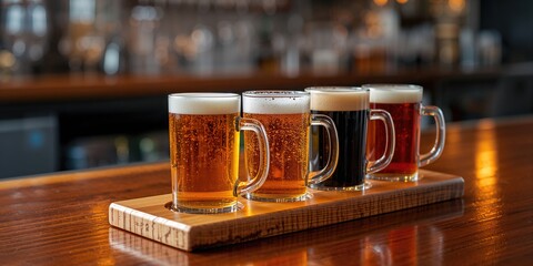 Craft Beer IPA on a bar counter, emphasizing beverage style and setting for a casual drinking experience